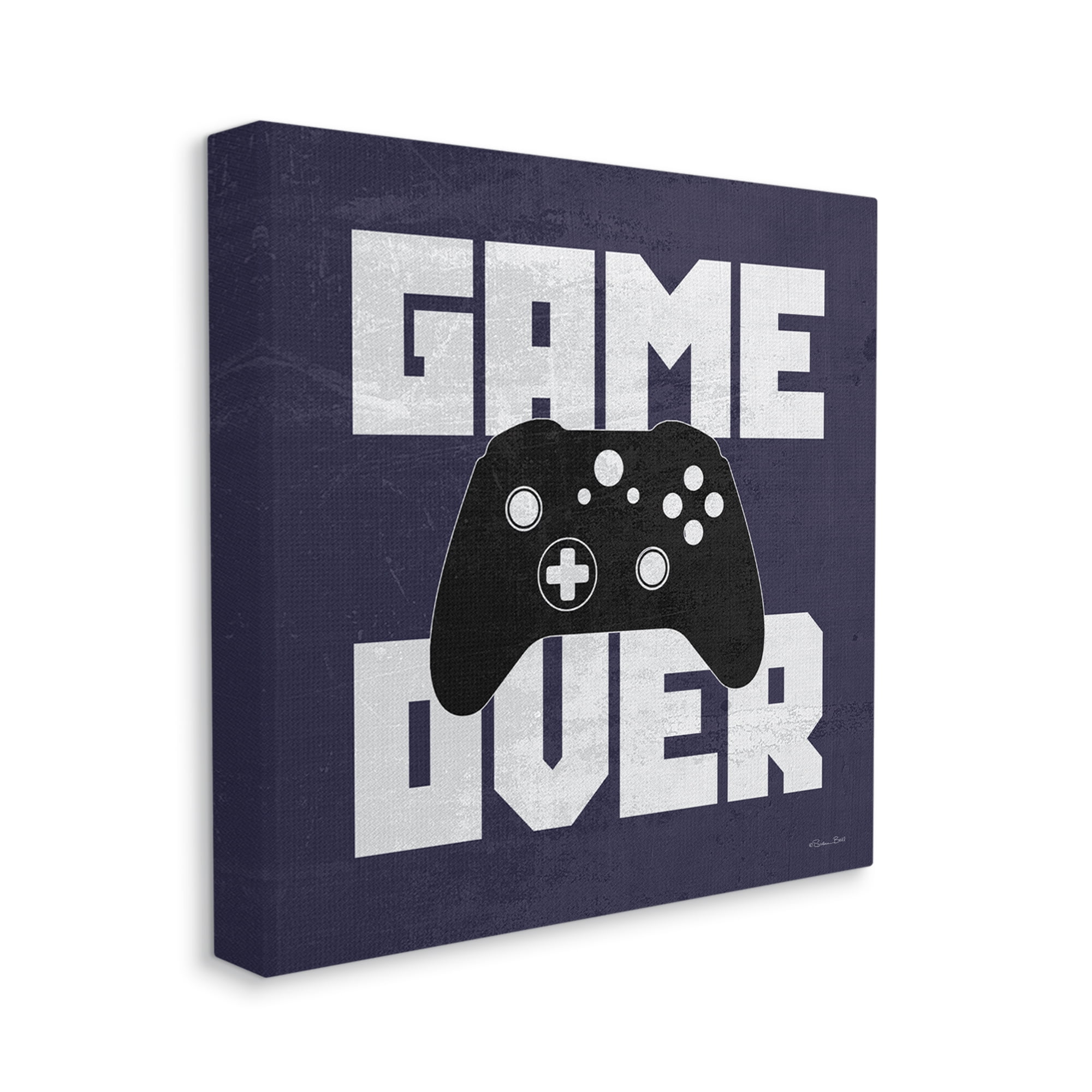 Stupell Game Over Blue Controller Phrase Beauty & Fashion Painting Gallery Wrapped Canvas Print Wall Art