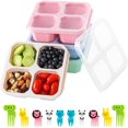 thumbnail image 1 of SURJDE 4 Pack Snack Containers,Divided Bento Lunch Box with Transparent Lids, Reusable Meal Prep Lunch Containers for Kids and Adults,No BPA, 4 Compartment Food Storage Containers for School, 1 of 6