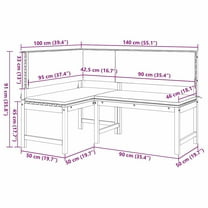 vidaXL Garden Corner Bench with Cushions 140x100x91 cm Solid Wood Acacia