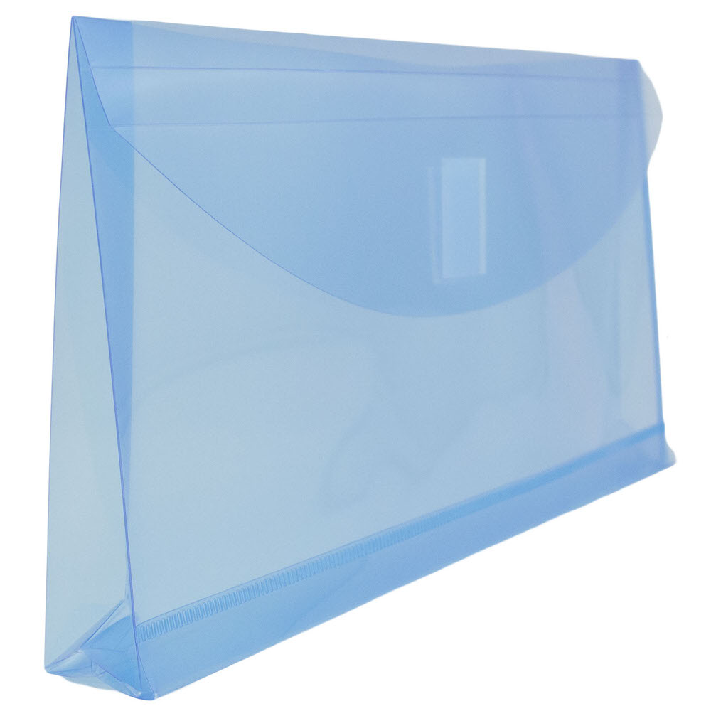 JAM Paper #10 Business Plastic Filing Envelope with Hook & Loop Closure, 5 1/4" x 10", Blue, 108/pack