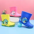 thumbnail image 4 of ZHOGXU Kids Boys Girls Rain Boots Mid Tube Cute Dinosaurs Printed Fashion Waterproof And Non Slip Soft Bottom Rain Shoes For Rainy Day Wear,Blue,4-4.5 Years, 4 of 6