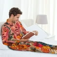 thumbnail image 6 of Sikiie Vibrant Floral Collage Portrait Mens Pajama Set, Soft Warm Long Sleeve Sleepwear, Cozy Button-Down Pjs for Men-Small, 6 of 7