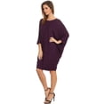 thumbnail image 2 of Moa Collection Women's Casual Solid Loose Fit Long Sleeve Dolman Style Midi Dress, 2 of 4