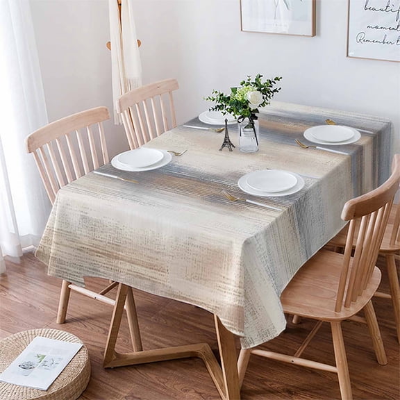 Beige Gray Tablecloth Rectangle Table Cloth 60x84 , Waterproof Tablecloth Outdoor Table Cloth, Abstract Grunge Mottled Neutral Texture Washable Table Cover for Kitchen Dining Party