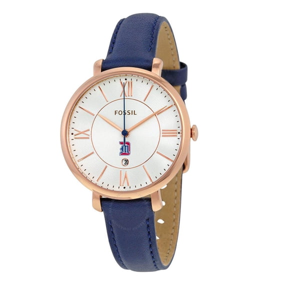 Women's Fossil Navy Detroit Mercy Titans Jacqueline Leather Watch
