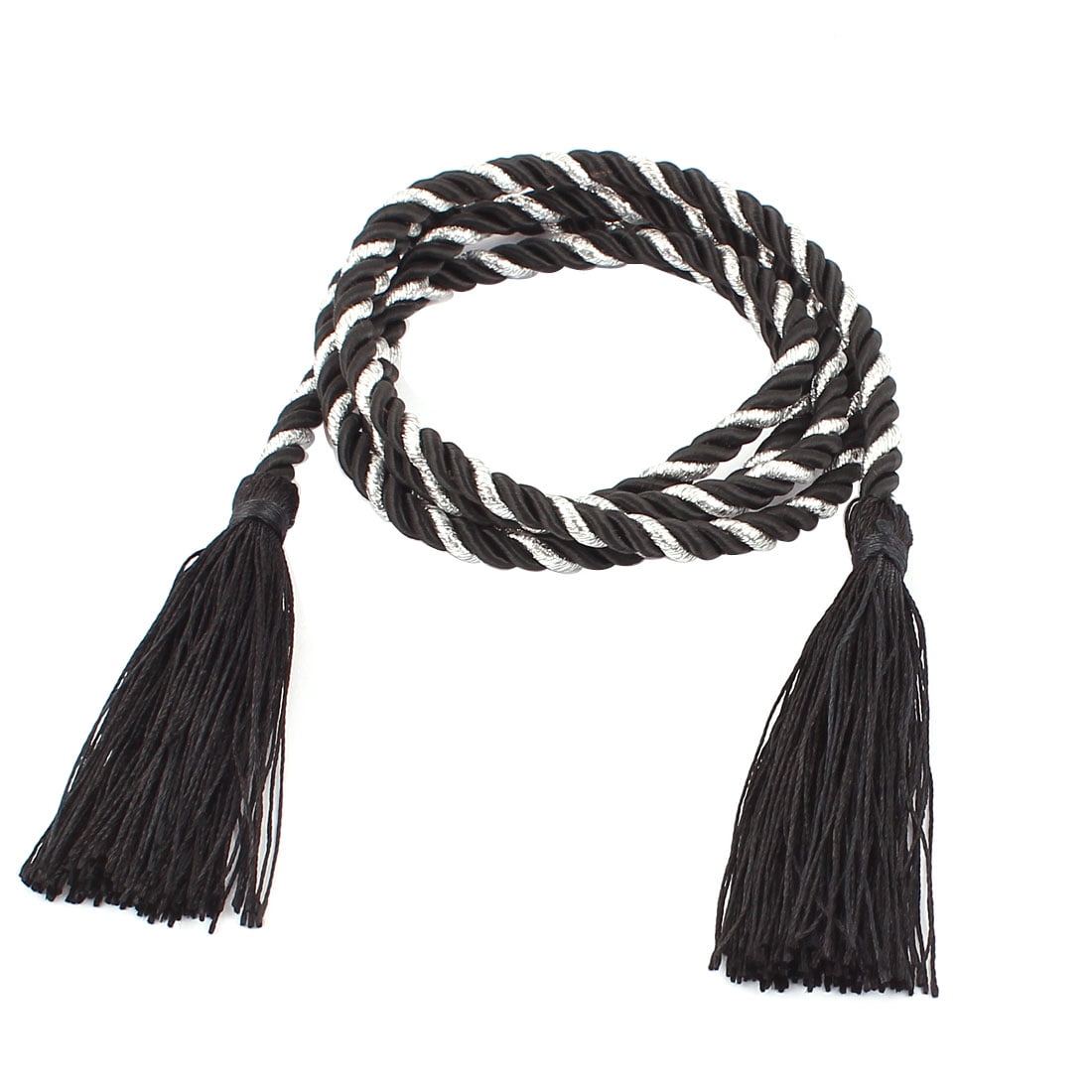 1 Black & White Window Drape Hardware Curtain Drapery Tassel Rope Cord Tie-back 