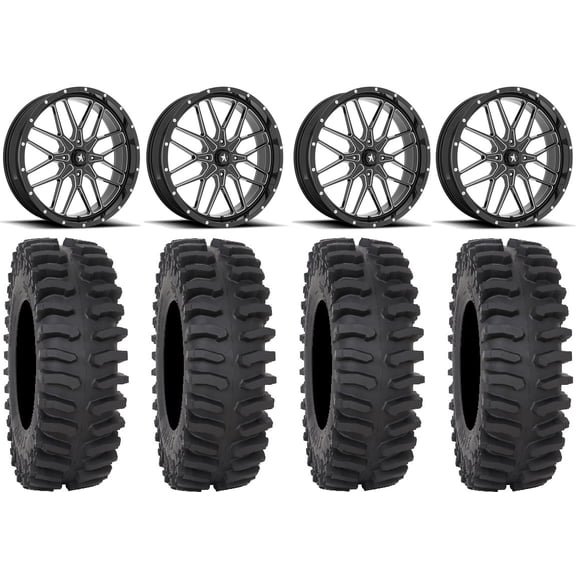 MSA Portal 22" Wheels Milled 37" XT400 Tires Can-Am Commander Maverick Renegade Outlander Defender