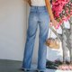 thumbnail image 3 of Gibobby Jeans mujer cintura alta Pantalones vaqueros de color liso para mujer, pantalones vaqueros elásticos con botones ajustados en la cintura para mujer(Azul,G), 3 of 5