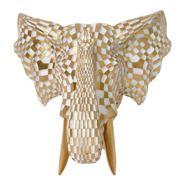 Cabeza de decorativa, decoración para el hogar, colgante de animal, adorno de pared sencillo para oficina, dormitorio o interiores. Oro blanco