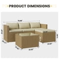 thumbnail image 4 of UDPATIO 5-Piece Patio Furniture Set,Outdoor Patio Furniture Set All-Weather Rattan Wicker Patio Conversation Set with Ottoman, Cushions & Glass Table for Garden & Backyard, Cream White, 4 of 9