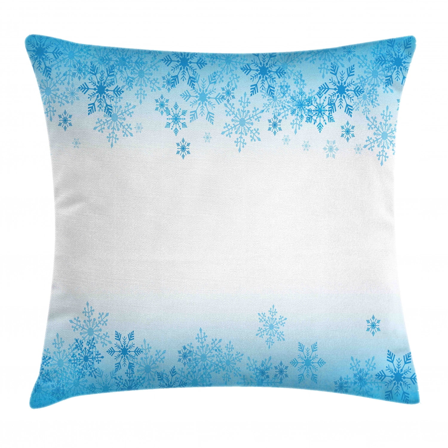 Winter Throw Pillow Cushion Cover, Abstract Ornaments Snowflakes Cold