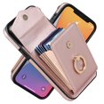 thumbnail image 2 of Elegante funda multifuncional tipo cartera para iPhone 12 con correas, ranura para tarjetas, soporte para anillo, protección para cámara, material de PU, diseño a prueba de golpes y antirrobo., 2 of 5