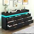 thumbnail image 5 of ChVans Black Dresser with LED Light and Charging Station, Modern Wood Dresser with Wide Drawers and Metal Handles, 9 drawer dresser for Bedroom, Living Room, Entryway, Hallway, 5 of 10