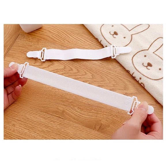 Hemobllo 4Pcs White Bed Sheet Clips with Adjustable Straps for Secure Mattress Cover and Fitted Sheet Holding