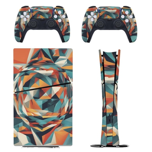 Skin Sticker for PS5 Slim Standard PS5 Pro Disc Digital Edition Console and Controllers Decals for Playstation 5 (Geometric Solid Abstract ,PS5 Pro Standard)