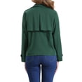 thumbnail image 3 of Abrigo Trench Chic Inspire para mujer, chaqueta corta de solapa con doble botonadura en verde, 3 of 5