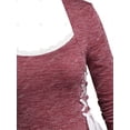 thumbnail image 4 of Camiseta de Brezo con Cordón Combinado en Talla Extra Rosegal  Mangas largas de talla grande, 4 of 5