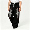 thumbnail image 2 of Luvior Y2k Baggy Sweatpants Boy and Girls Gothic Graphic Elastic Waist Wide Leg Track Pants Drawstring Athletic Joggers with Pockets, 2 of 5