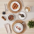 thumbnail image 5 of MALACASA Ceramic Dinnerware Set 18-Piece, Service for 6, Plates Bowls Set with Black Rim Microwave Dishwasher Safe, White, Series MINA, 5 of 8
