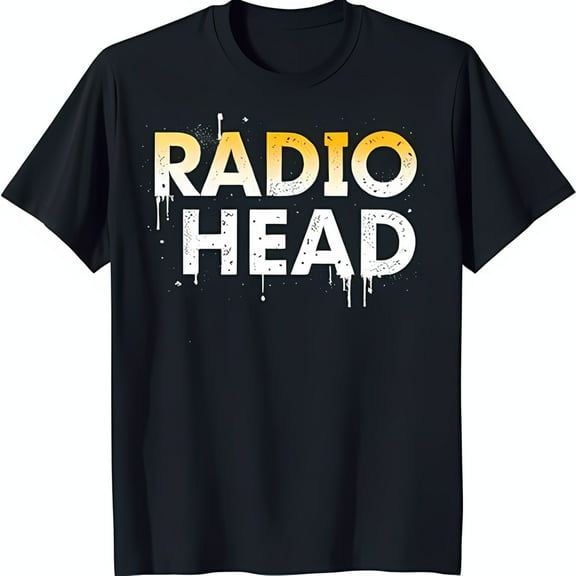 Trendy Black T-Shirt with 'RADIO HEAD' Dripping Graphic Stylish Neck Design