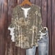 thumbnail image 1 of Tejiojio Women's Casual Printed Top Lace Trim V-Neck 3/4 Sleeves Button Down Fashionable Daily Wear, 1 of 6