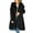 Black XXXL, variant on Fall Winter Women Woolen Jacket Hooded Mid Length Hoop Decor at Back Single-breasted Long Sleeves Solid Color Commuting Daily Wear Overcoat