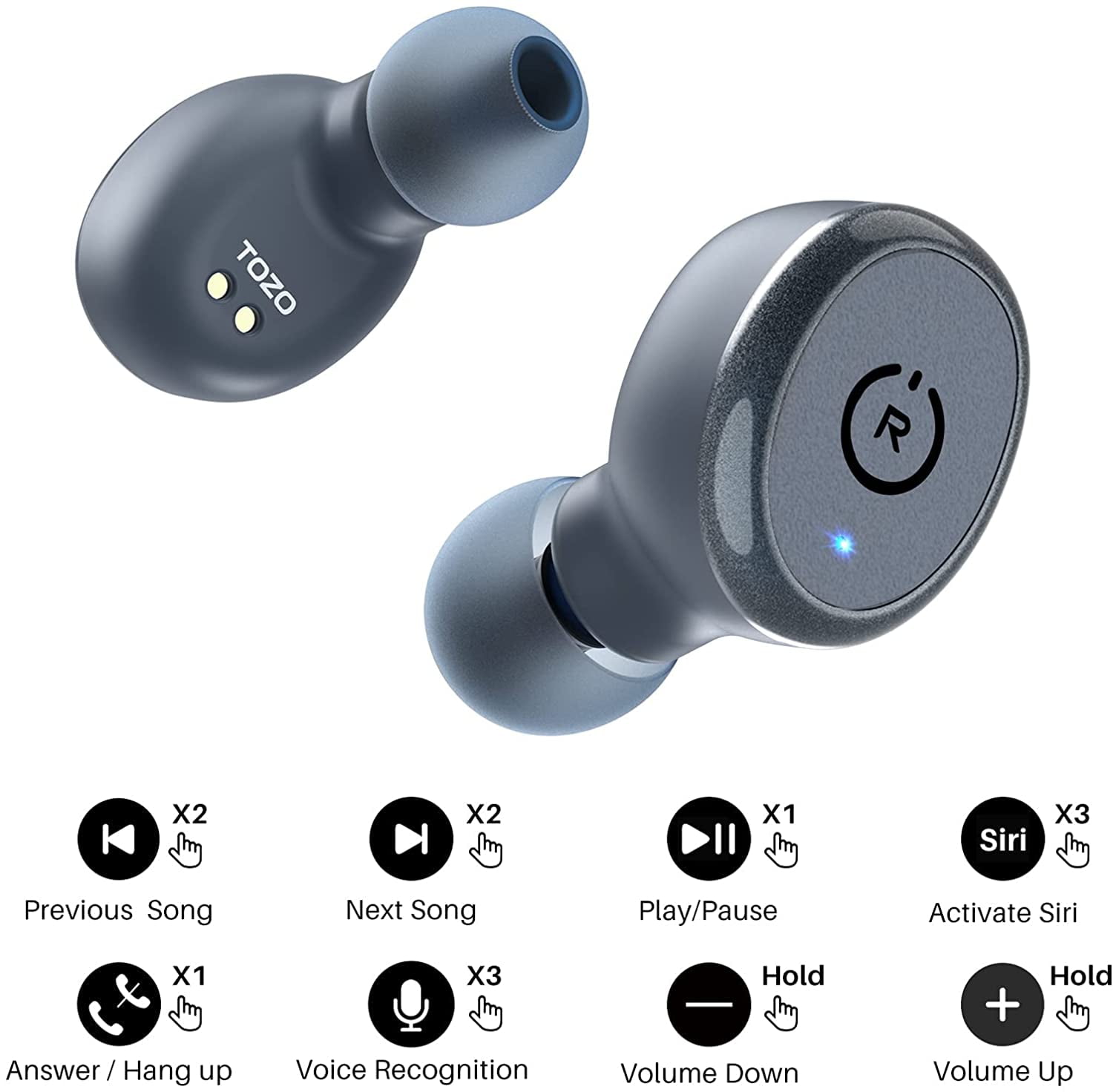  TOZO T10 Bluetooth 5.3 Wireless Earbuds with Wireless Charging  Case IPX8 Waterproof Stereo Headphones in Ear Built in Mic Headset Premium  Sound with Deep Bass for Sport Black (Renewed) : Electronics