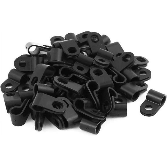 New 50Pcs Nylon Featured R Type CC-1 reliable efficacy 1/4" Cable Cord Wire Clamp Clip Fastener Black(id:7da e4 0c 0de)