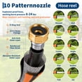 thumbnail image 5 of 130 Ft X1/2 in Retractable Garden Hose Reel, Wall Mounted Heavy Duty Garden Hose Reel with 10 Spray Nozzle, Slow Retraction System, 180°Swivel Bracket, UV Resistant & 3-Layer Protect, 5 of 7