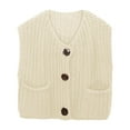 thumbnail image 1 of Women's Sleeveless Knit Cardigan Vest Solid Color Short Length Front Button Pocket Style, 1 of 7