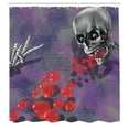 thumbnail image 3 of Ambesonne Skull Shower Curtain, Hearts Deadly Romantic, 69"Wx70"L, Grey Red and Purple, 3 of 5