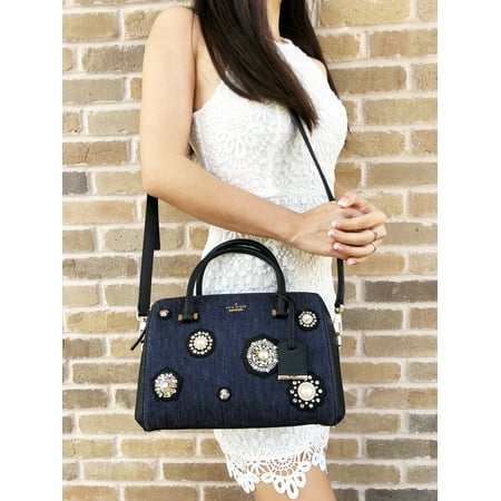 - NWT Kate Spade Cameron Street Large Lane Satchel Crossbody Embellished Denim