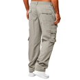 thumbnail image 4 of Dresfit Men's Baggy Sweatpants Summer Solid Color Work Pants Lightweight Big and Tall Gym Trousers with Multipockets Spring Loose Fit Strech Travel Joggers Beige 3XL, 4 of 4
