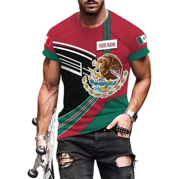 Personalized Name Mexican Shirts for Men, Customized Mexico Shirts for Men, Mexico Shirts for Women Mexico Shirt Eagle Flag (S)
