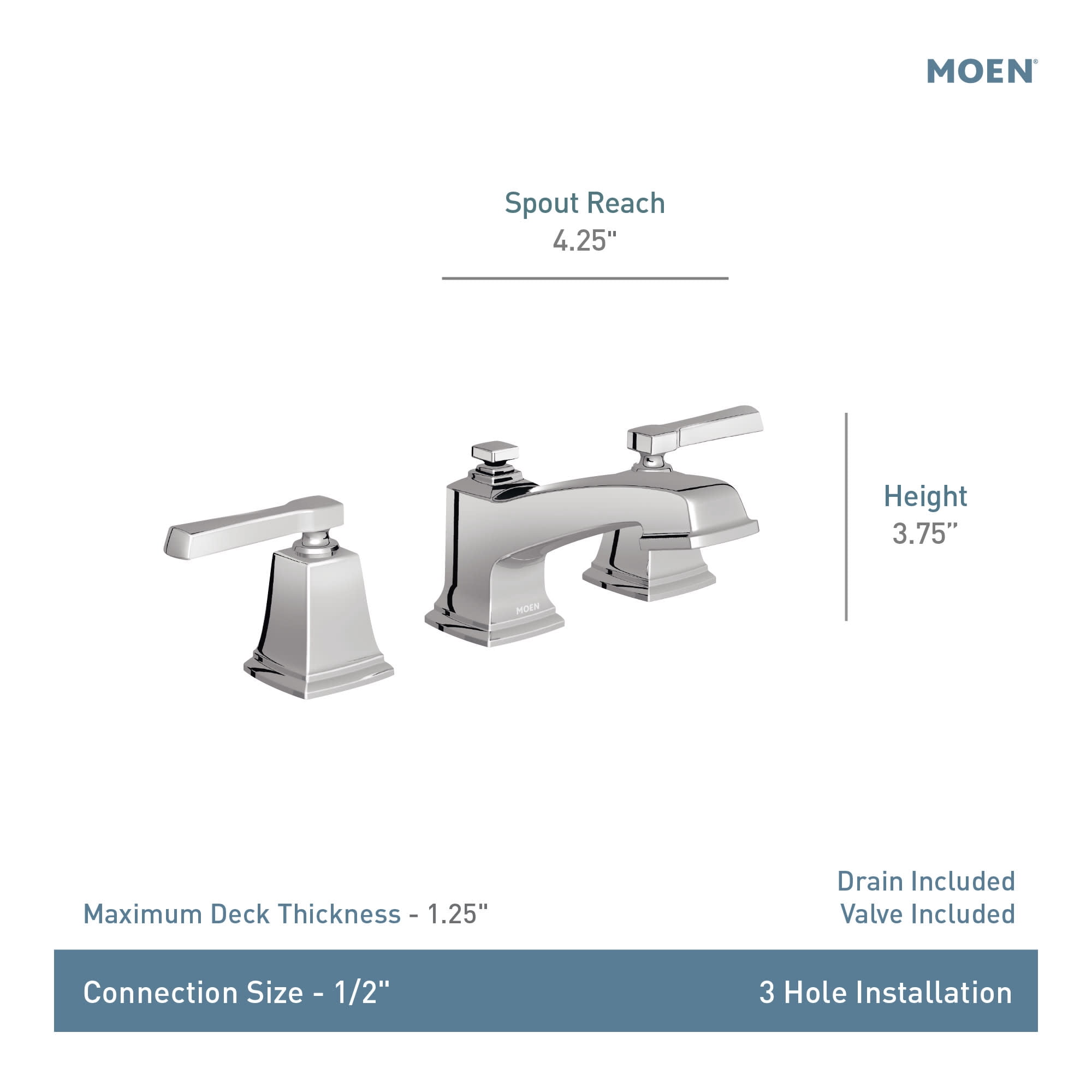 Moen Tv6220 Boardwalk 1.2 GPM Widespread Bathroom Faucet - Bronze