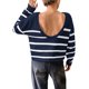 thumbnail image 3 of Suéter Corto de Cuello Redondo para Mujer, Larga, Tejido Grueso, Estilo Jersey, Ideal para Otoño Azul Marino y L, 3 of 7