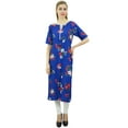 thumbnail image 2 of Bimba Women's Floral Printed Royal Blue Kurta Classic Designer Tunic Casual-14, 2 of 9