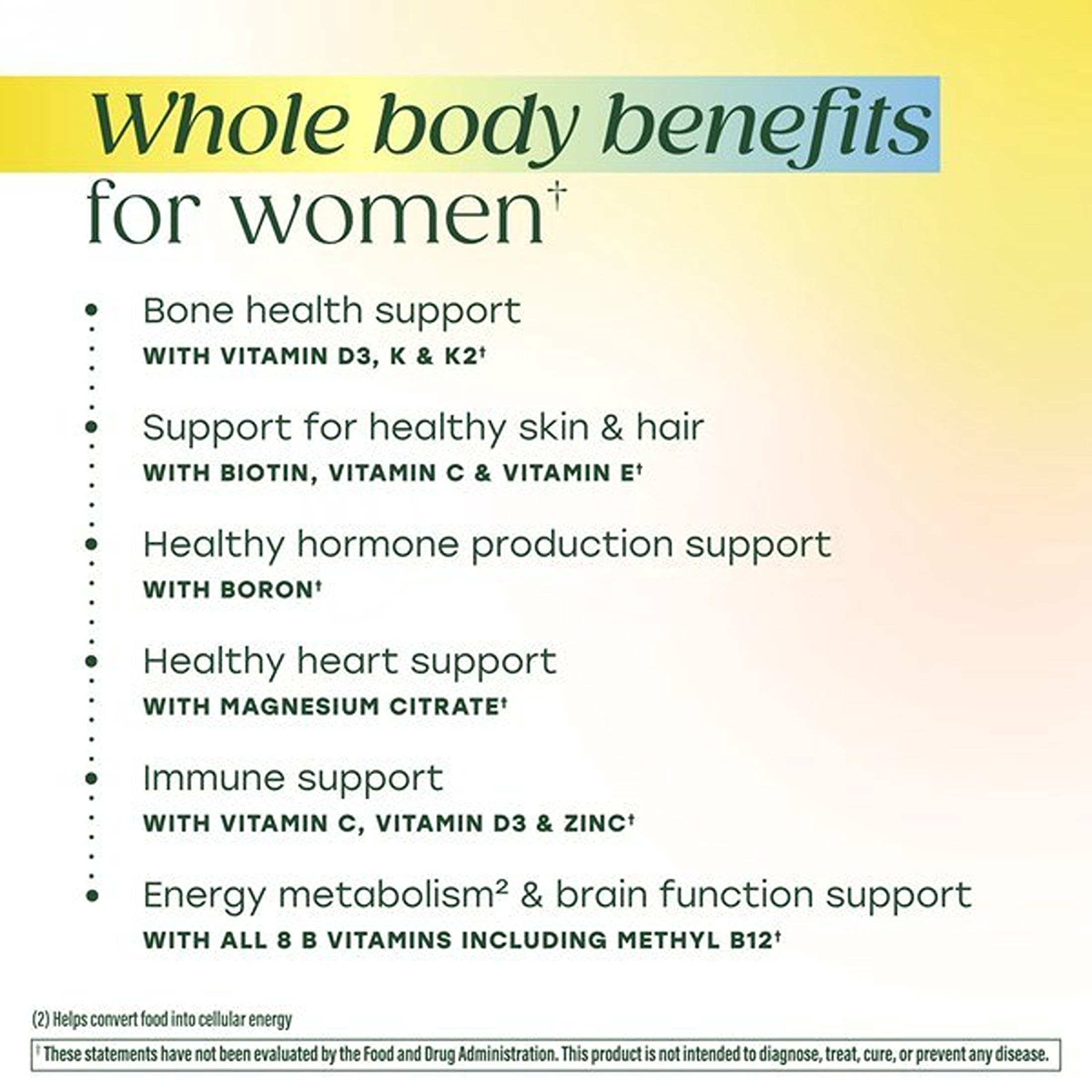 (3 pack) MegaFood Whole Body Women's Multivitamin Multivitamin for Women Vitamin D3 K2, Magnesium Citrate, Folate, Biotin, Iron Brain, Heart, Skin & Hair & Immune Support 60 Capsules, 30 servings