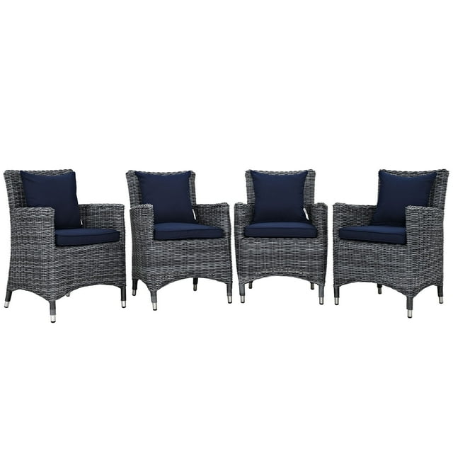 Modway Summon Ensemble de Salle à Manger d'Extérieur Sunbrella® de 4 Pcs en Canvas Navy