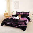 thumbnail image 2 of Castle Fairy Neon Sports Car Duvet Cover Set for Teens, Light Trail Race Bedding Full for Girls Bedroom, Pink Black,Black Reversible,3pcs,No Comforter, 2 of 6
