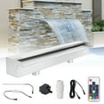 thumbnail image 3 of 304 Stainless Steel Waterfall Fountain with LED Lights, Modern Rectangular Spillway Blade for Outdoor Garden Pond Pool Patio, Rustproof Easy Installation, Pipe Connector Included, 23.6 or 17.7 Inch, 3 of 6