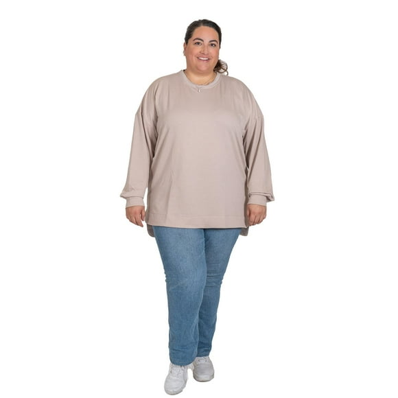 Cardigan Cuello Redondo LOVE MY FIT Tallas Extras Plus Size Con Puño Beige 3XL