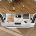 thumbnail image 6 of WGYPRIME 44.6'' Corner Dog Crate Furniture, Modern Decorative Dog Kennel End Table with Fluted Drawer, Space-Saving Dog Cage for Small/Medium Dogs, 6 of 19