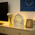 thumbnail image 1 of Adorno colgante de castillo de madera para Eid con luces LED | Arte de madera iluminado para el festival islámico de Ramadán | Decoración para interiores, sala de estar y dormitorio, 1 of 7