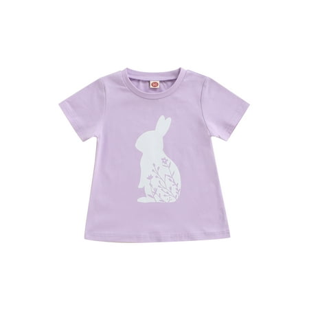 

Toddler Girl Kid Casual T-shirt Children Short Sleeve Round Neck Printed Tee Easter Clothes