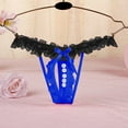 thumbnail image 2 of Panties for Women,Mesh Pearl Briefs Hollow Out Crochet Lace Up Thong Lingerie Underwear,Womens Underwear,Blue,M, 2 of 3