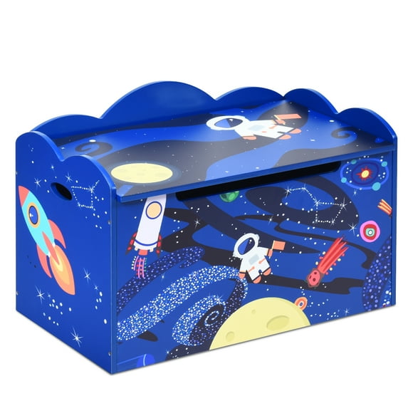 Costway Wooden Toy Box  Storage Chest w/ Seating Bench for Kids & Babies Space Pattern