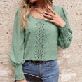 thumbnail image 7 of Babysbule Womens Tops Long Sleeve Clearance Fashion Women Solid Color Casual Round Neck Lace Stitching Long Sleeve Shirts Blouses Tops, 7 of 7