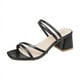 thumbnail image 1 of Sandalias de tacón cuadrado para mujer, zapatillas elegantes de cuero con cordones cruzados, a la moda, para verano, 2023, 1 of 4