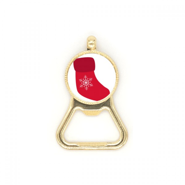 mas Snowflake Sock Red Festival Beer Bottle Cap Opener Stainless Steel Key Chain